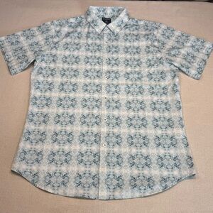 Men's Blue & White Patterned Shirt by Monument - Size Medium